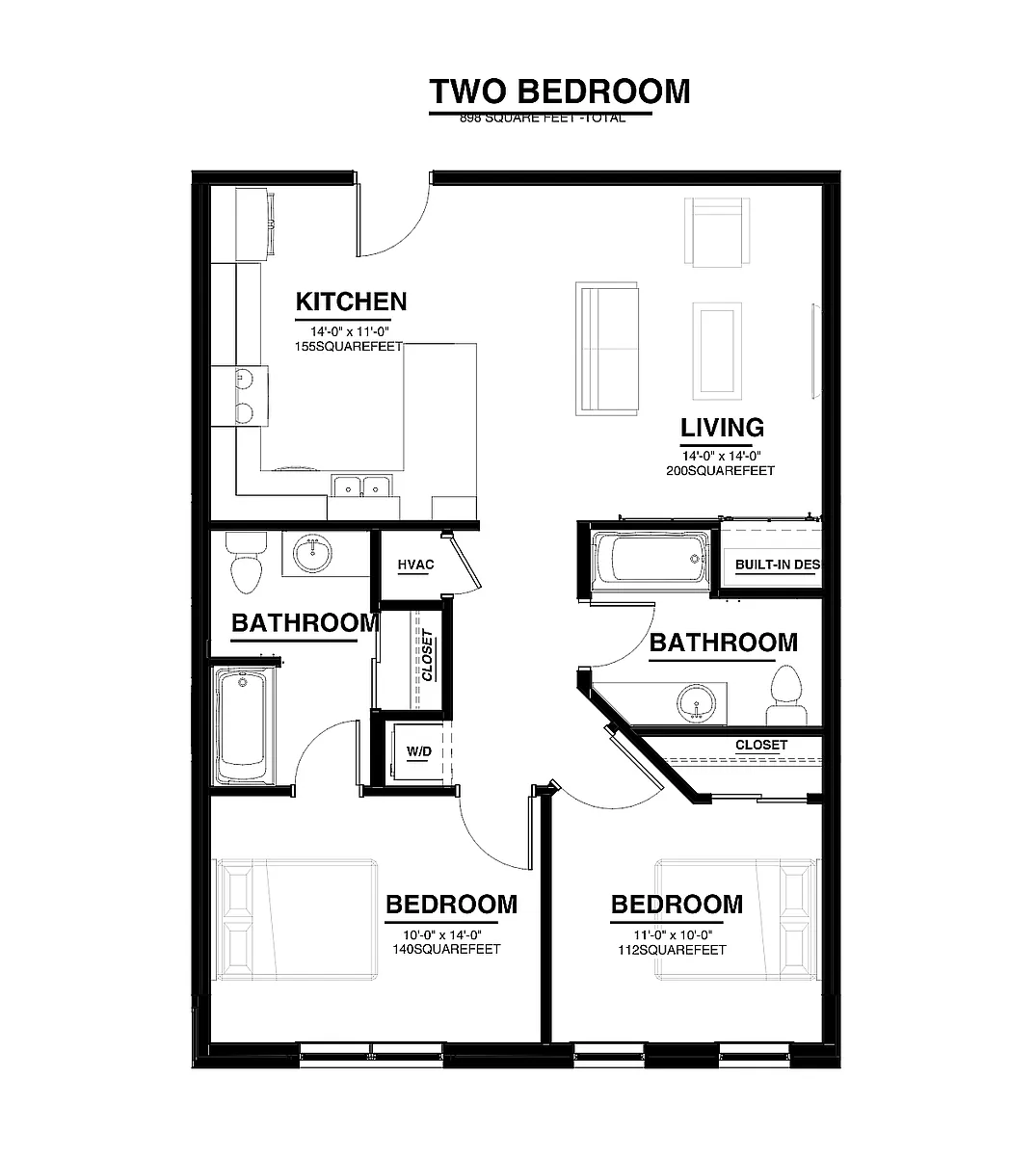 Floor plan 2 Bedroom/2 Bathroom