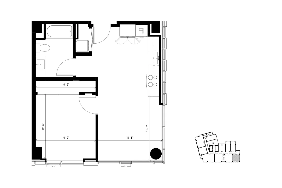 Floor plan A2 1 Bedroom