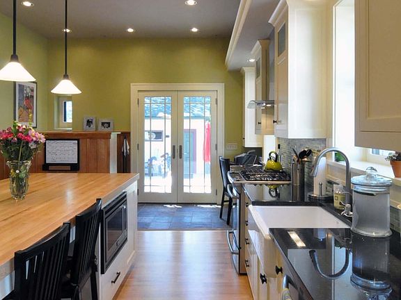 Facing back french doors