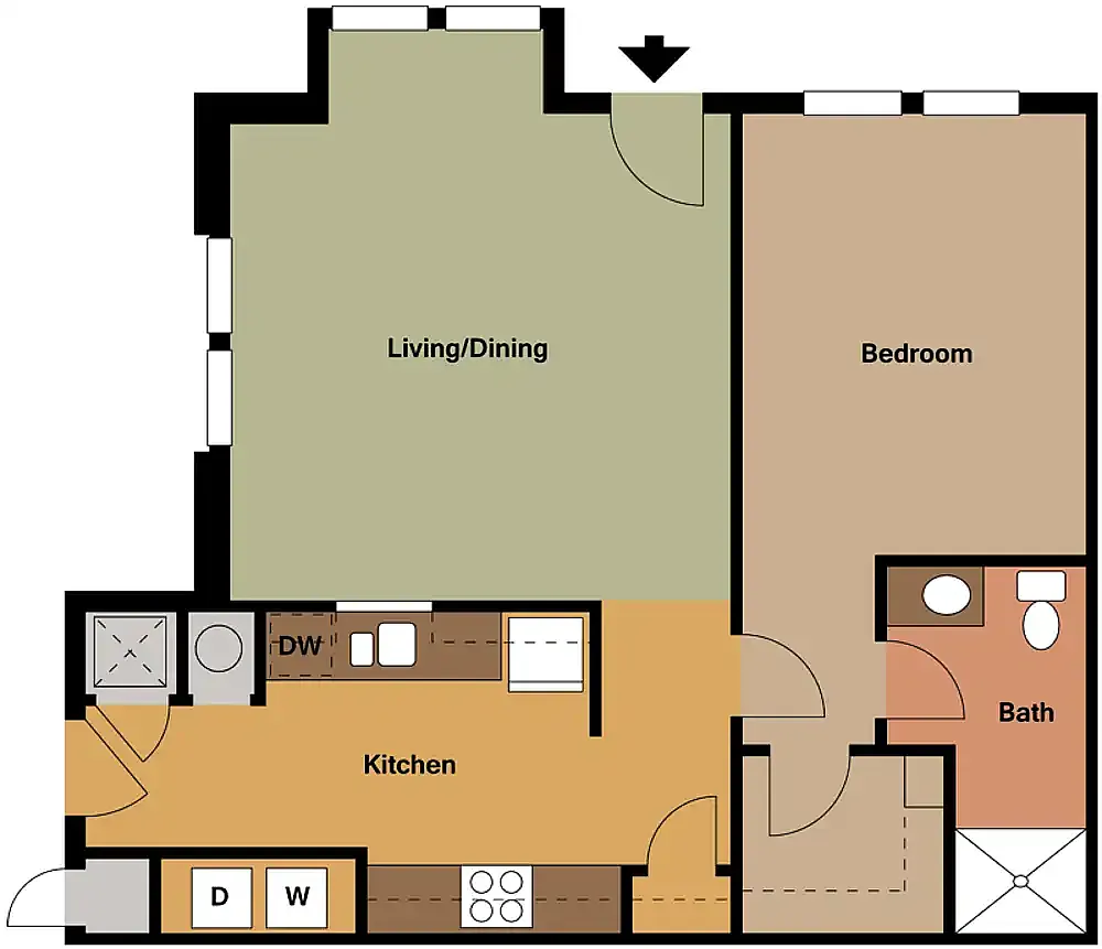 Floor plan 1 Bed 1 Bath