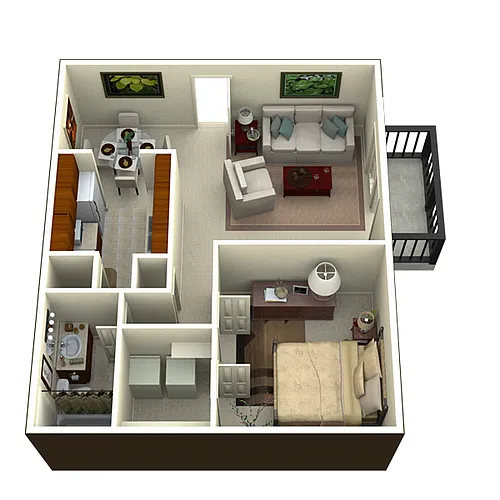 Floor plan One Bedroom Patio/Balcony