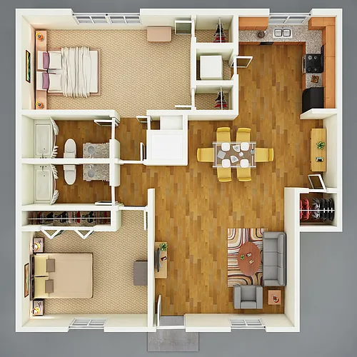 Floor plan 2 Bedroom, 2 Bathrooms
