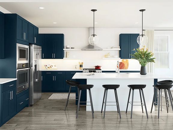 Kitchen with center island with pendant lighting
