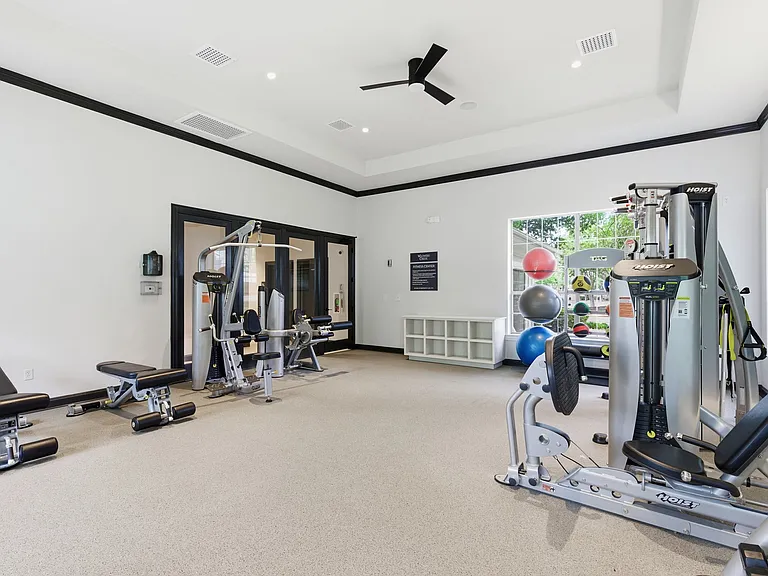 Fitness Center with Benches and workout balls and more