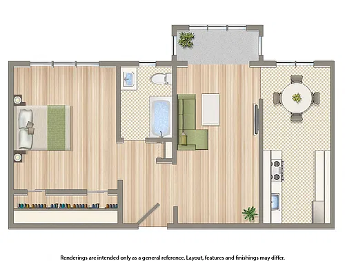 Floor plan 1 Bedroom A 10 & 15 Tiers