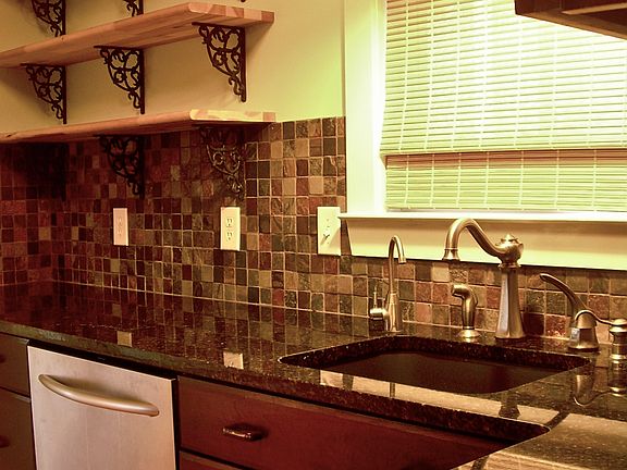 granite, fireclay sink