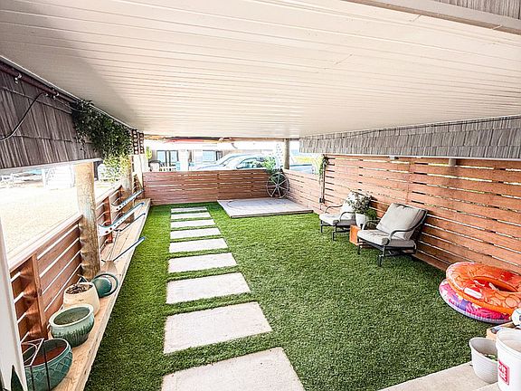 Finished turfed and fenced in yard space