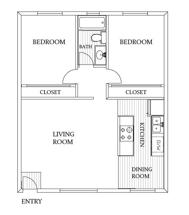 Floor plan 2 Bed 1 Bath