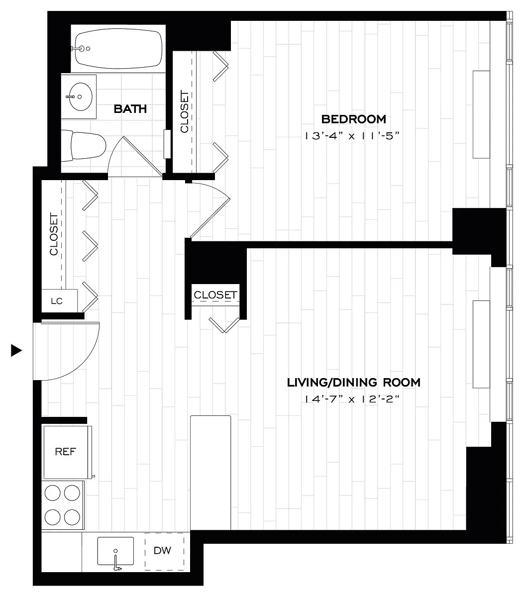 Floor plan 1 Bed/1 Bath-A06.1