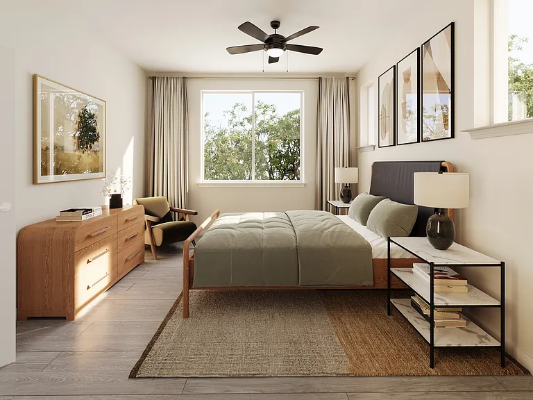 Spacious three-bedroom bedroom designed for rest and relaxation