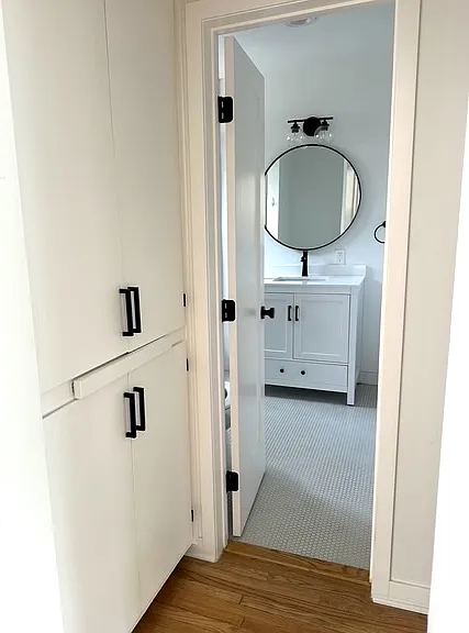 Hallway to bedroom and bathroom.