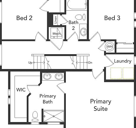 Rendering of Frieberger floorplan, 2nd floor