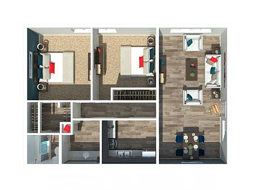 Floor plan Two Bedroom One Bathroom M