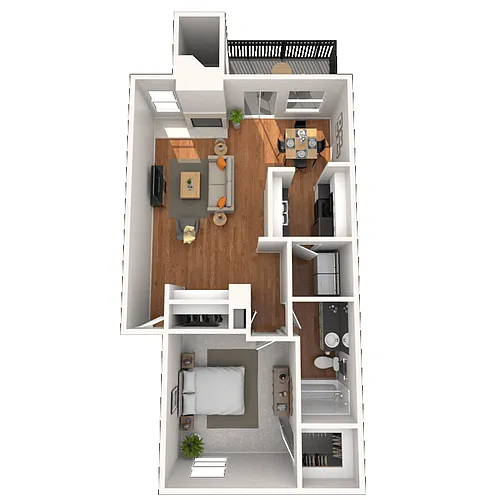 Floor plan Traditional 1x1 846-875 SF