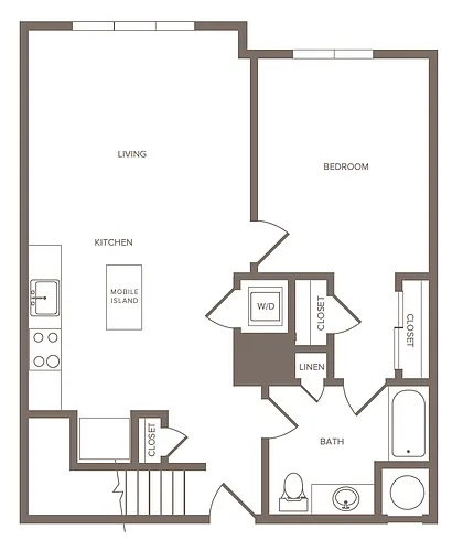 Floor plan 1 Bed/1 Bath-N