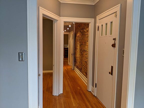Entry foyer, BR door & hallway