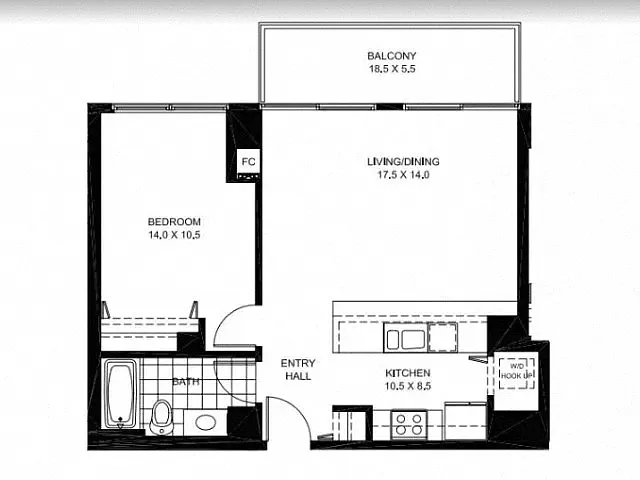 Floor plan A13 - 1 Bed