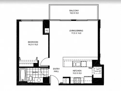 Floor plan A13 - 1 Bed