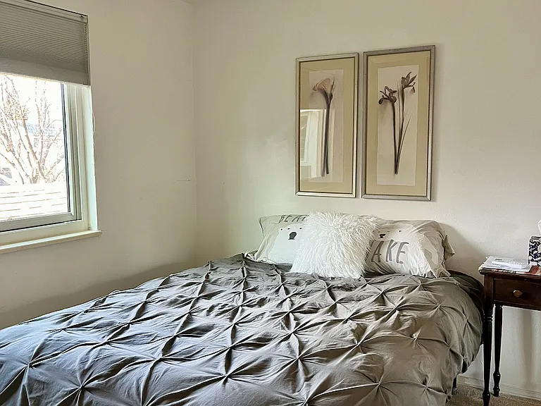 West Bedroom. If desired, this carpet can replaced with the same luxury vinyl flooring in the rest of the house. I have extra.