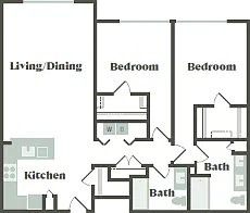 Floor plan 2 Bed/2 Bath B