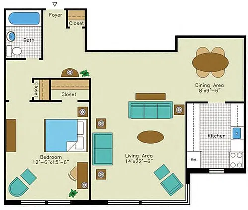 Floor plan 1 Bedroom M