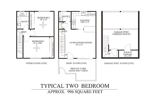 Floor plan 2 Bedroom Townhome