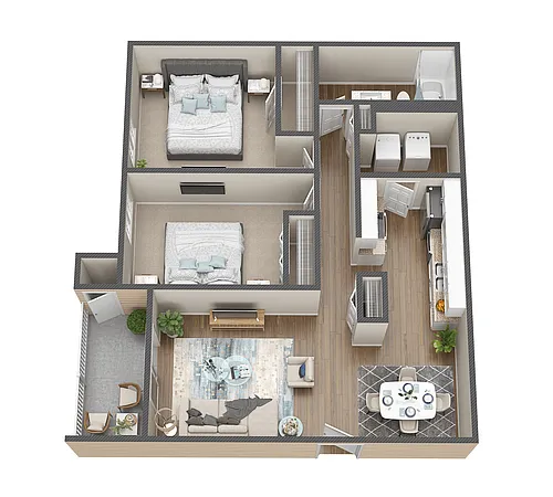 Floor plan 2 Bed 1 Bath Garden