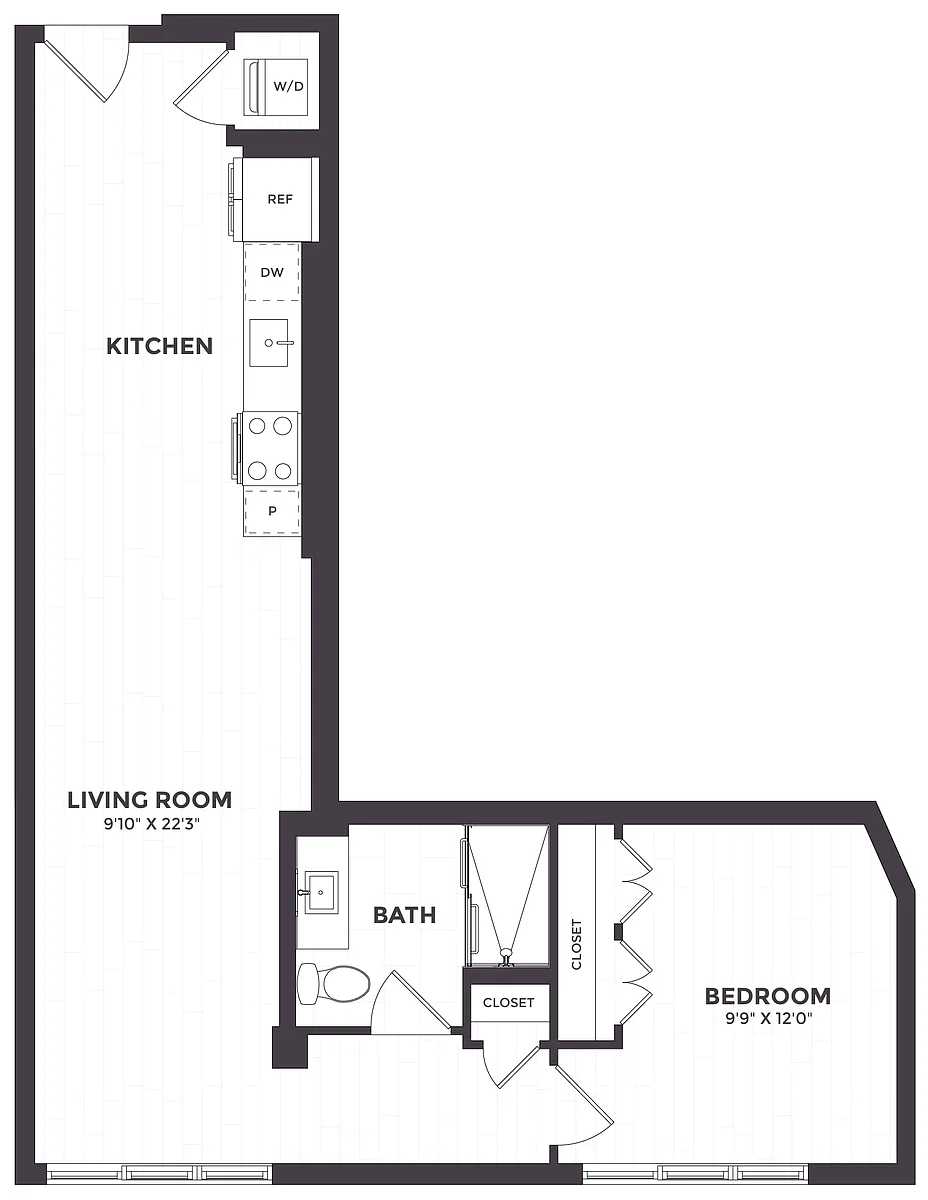 Floor plan 1 Bed/1 Bath- 06A