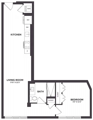 Floor plan 1 Bed/1 Bath- 06A