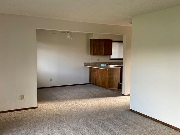 View to dining nook and kitchen