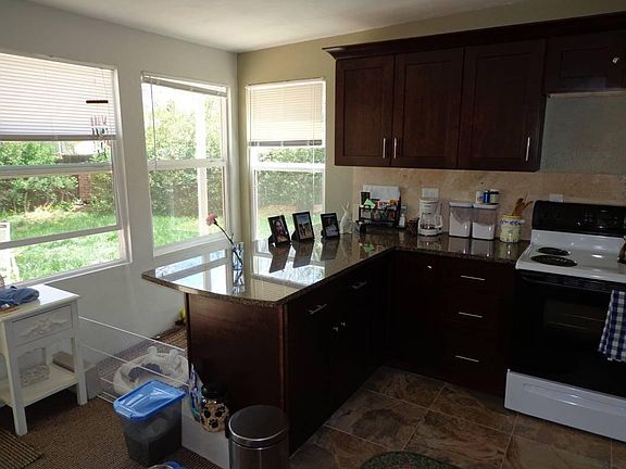 Kitchen and backyard view