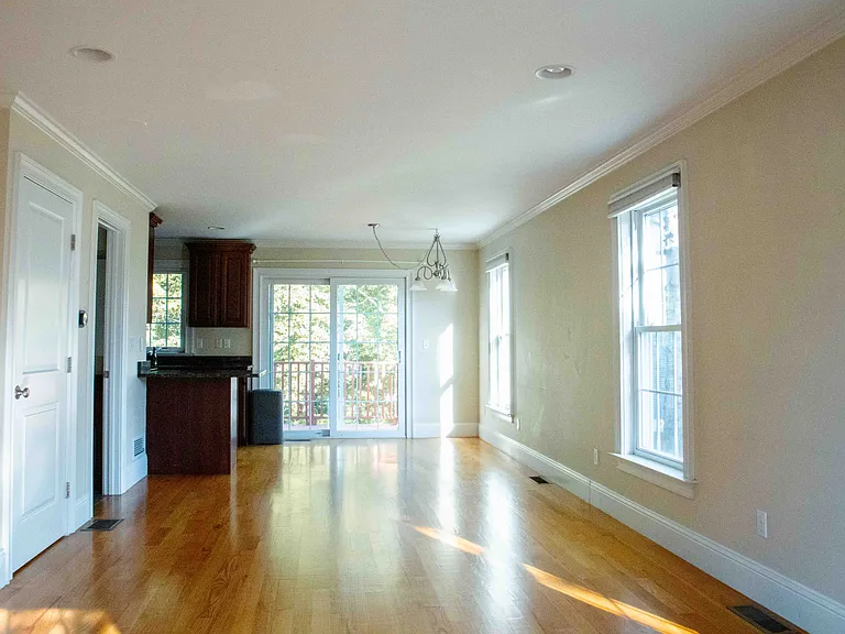 Kitchen and breakfast corner by French door to outside deck