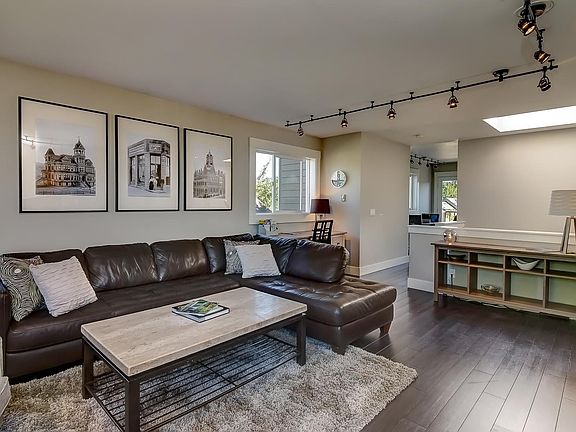Living room with leather sectional