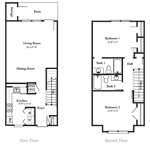 Floor plan 2 Bedroom 2 Bath - Renovated Affordable