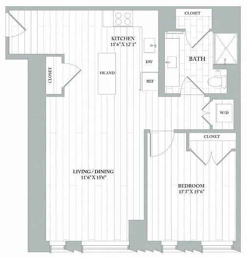 Floor plan A3 | 1 Bed | 1 Bath