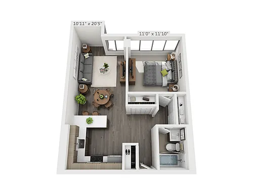 Floor plan One Bedroom B1