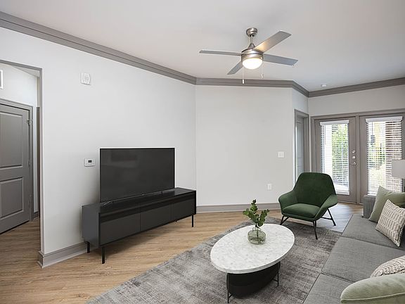 Living room with hard-surface vinyl plank flooring
