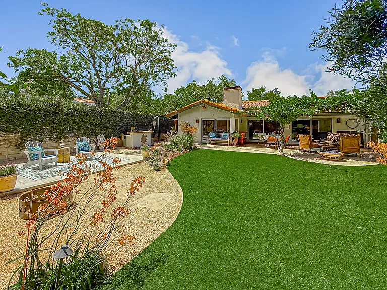 View of backyard and house from greenbelt