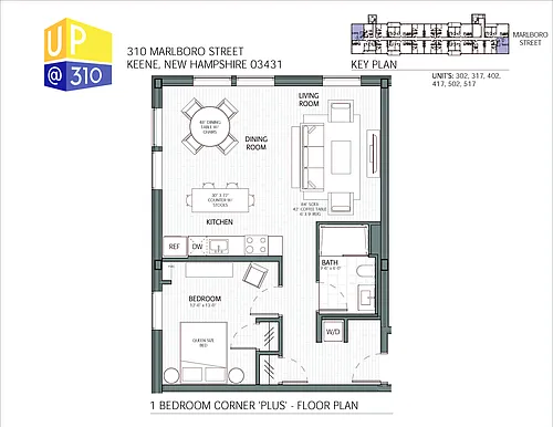 Floor plan 1 BEDROOM CORNER PLUS