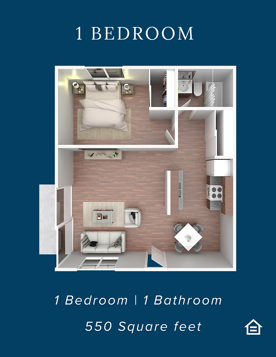 Floor plan 1 Bedroom 1 Bathroom