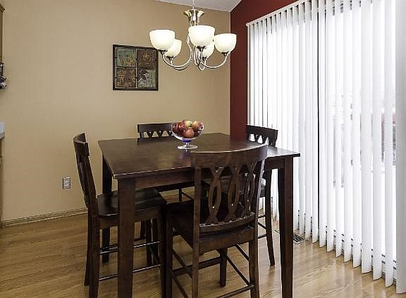 Dining room with patio door leading to the deck.