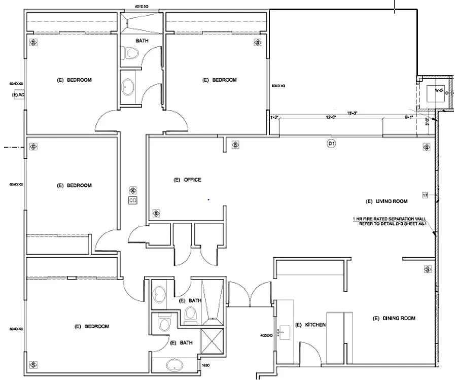 4 bedroom, 3 bath with private, enclosed patio off living room - 5741 Stadium St