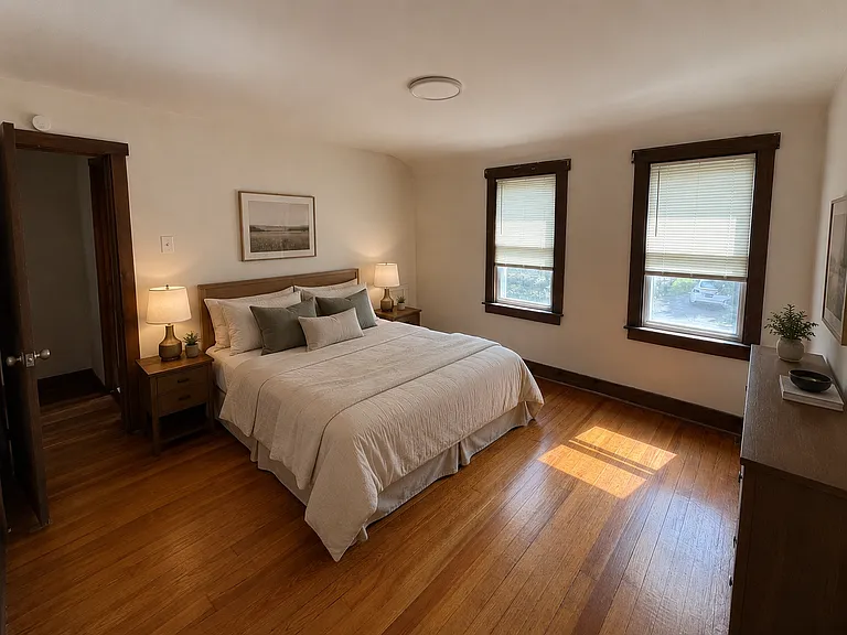 Virtually staged master bedroom