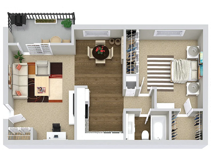 Floor plan The Asher (1BR / 1BA)