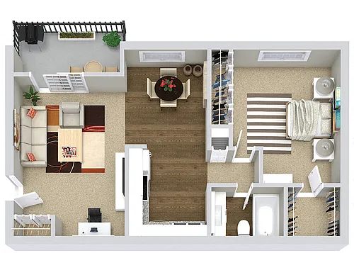 Floor plan The Asher (1BR / 1BA)