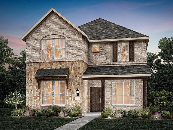 The Westview, with covered front patio and 2-car rear-entry garage, shown as Exterior B