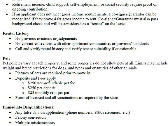 Application Criteria