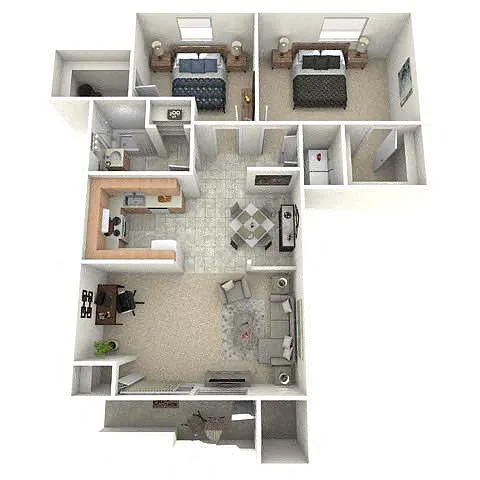 Floor plan 2BR/1BA Jefferson