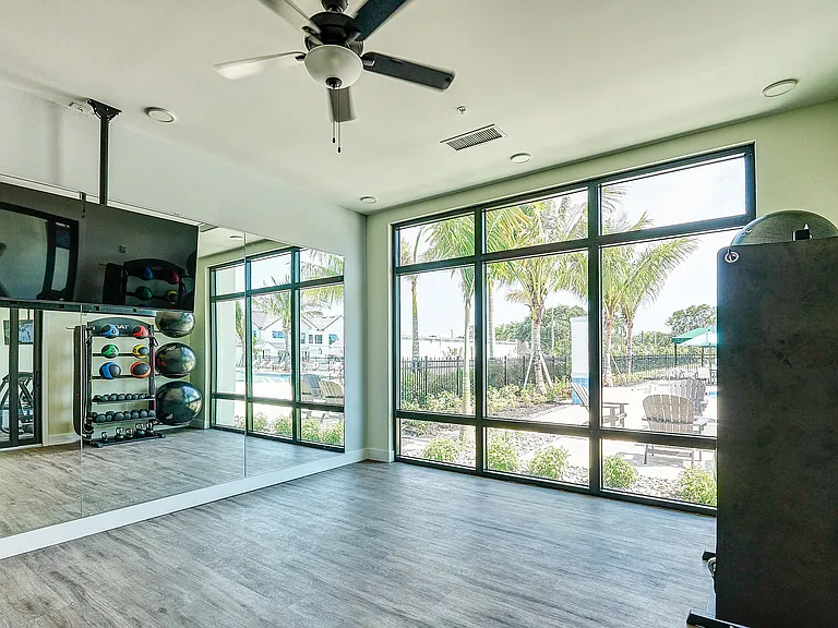 Imperial Crossing Luxury Apartment Homes community fitness yoga area.