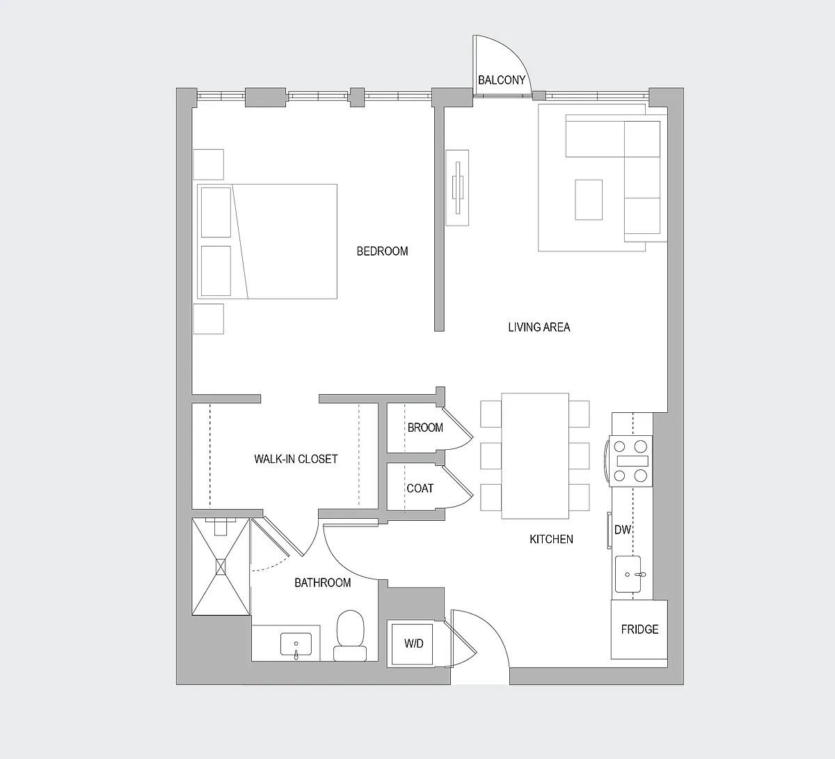 Floor plan 1 BR Q